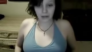 Chubby teen speaks on Skype to her BF and shows him her goods