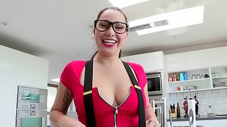 Karlee Grey, wearing glasses, blows and gets her twat properly banged