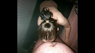 Step mom best blowjob on her knees on videochat make step son cum on her face