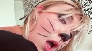 Blonde hottie taking big cock deep in her peachy soft pussy