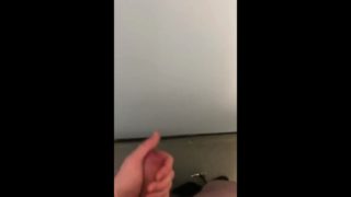 Sitting on the public toilet wanking my cock with big cumshot 