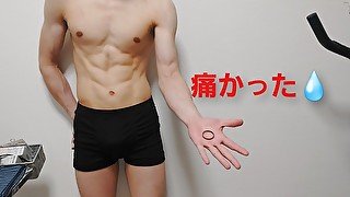コックリングを嵌めたらめっちゃ痛かった！【ふっきん君 #3】 Japanese cock ring Masturbation