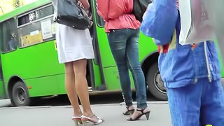 Great booty of that babe is getting a public upskirt