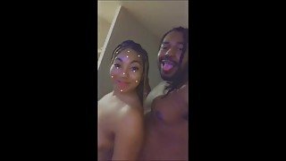 Tiny ebony queen stuck in hotel room gets fuck for a whole week worship big black cock