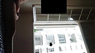 Neighbor get surprised when caught me naked masturbating at open window