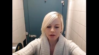 Shelly masturbates in public toilet