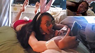 BAD BUNNY - Easter Bunny Kisses On Swelling Chocolate Egg and Slaps It Against Her Tongue and Tits