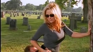 Shameless busty babe with glasses fucked at a cemetery