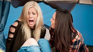 Charlotte Stokely and Aidra Fox are having sex in the forest