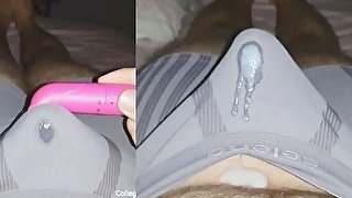 Masturbating with TWO vibrators, cumming through underwear, cum in boxers