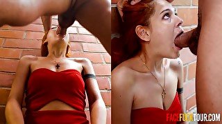 Public Outdoor Deep Throat Face Fuck Cum Swallow