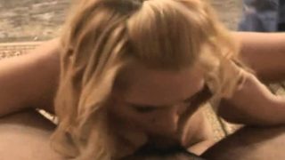 Attractive blonde girl Kimberly Kiss offers Dave a marvelous blowjob