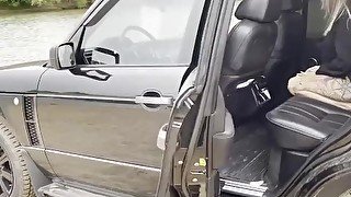 Passionate sex in the car with a hot blonde