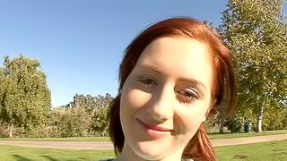Kinky redhead honey Cameron gets her bald pussy pounded