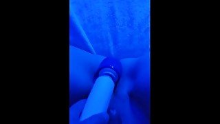 Blonde girl has multiple orgasms and cums 10 times and screams using hitachi