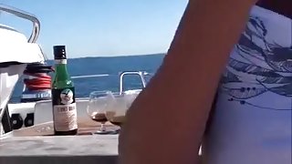My horny wife sucks my dick on a boat and enjoys it from behind
