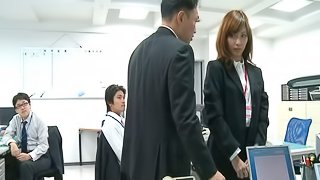 Dashing Japanese office girl gets fucked by her new boss at work