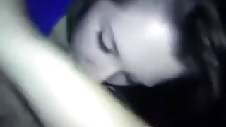 Hot brunette girl pov blowjob with cum swallowing in the bedroom