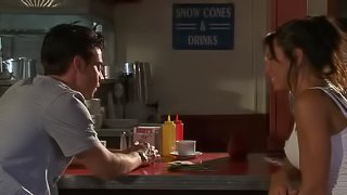 Milf Lezley Zen fucked on the diner stool and taking his cum