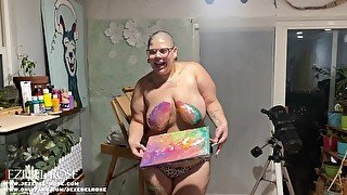Bare Breasted Titty Painting With Jezebel Rose