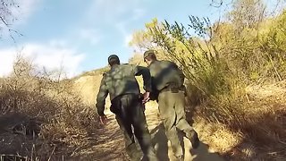 Big dick border patrol agent fucks a slutty Latina outdoors