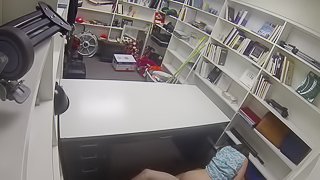 A chick with a big round ass is getting fucked in the store