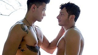 Muscular Michael Milano and Ricky Roman fucking outdoors