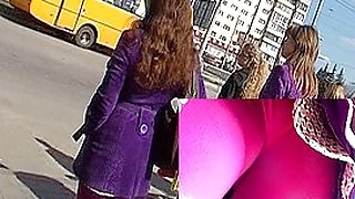 Pink leggins up violet coat