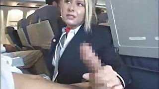 Babe on a plane giving a handjob