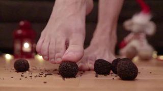 Barefoot Crushing Dried Chocolate Candy