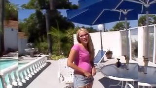 Chick With Small Tits In Glasses Gives Blowjobs And Takes Cum In Mouth