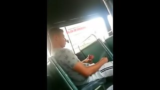 Latin Guy masturbating on the bus
