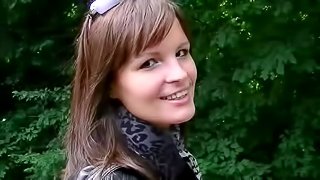Hot Chick Gives Blowjob POV Style Outdoors