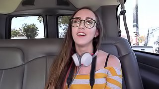 Slut in backseat of bang bus gets fucked and facial creaming