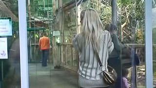 Beautiful blondie is having a tour in the Tropicarium