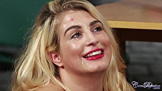 Cum on face for PAWG blonde diva Megan Clara Big Tits Facial