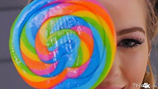 Candyland 18yo babe with sexy pigtails fucked POV style