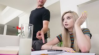 Sweet and innocent teen Lexi Lore gives her teacher a good blowjob