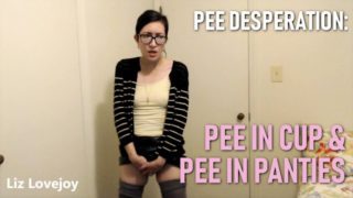 Hairy Teen Peeing In Cup & Peeing Pants PEE DESPERATION PISSING
