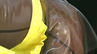 Rubber Maid Girl With Fishnet And Shiny Pantyhose Gets Fucked With Plastic Bag On Head Breathplay
