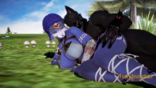 Furry Hentai 3D - Blue Wolf and Black Wolf sex in the forest
