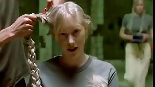 sexy blonde girls headshave in music video