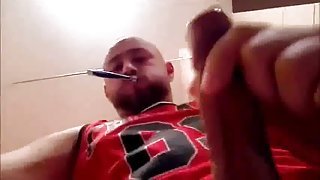 Big Dick Stud Jerks Off & Cums While Brushing His Teeth