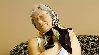 Horny Grandma Toying Her Hairy Pussy