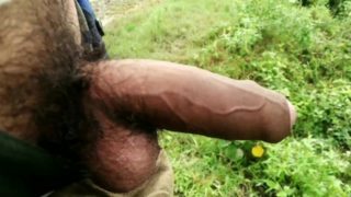 Indian masturbation with big cock in outdoor