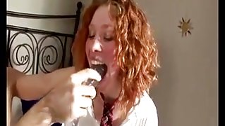 Stunning Redhead college girl college girl Deep Throat and Fisting