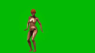 Naked girl hot Pole dance green screen animation cartoon 02