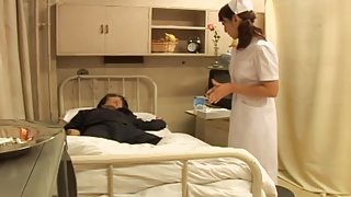 Japanese naughty nurse gets a creampie from her patient