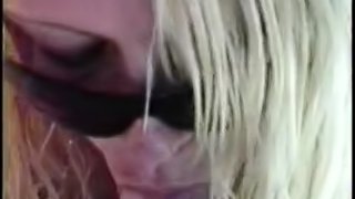 Gorgeous blonde has a blast while sucking on a massive rod