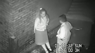 Security cam tapes a partyslut having sex in an alley